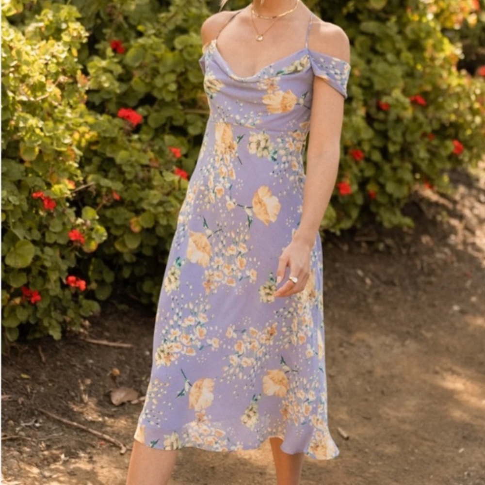 Lush Lavender Floral Midi Dress